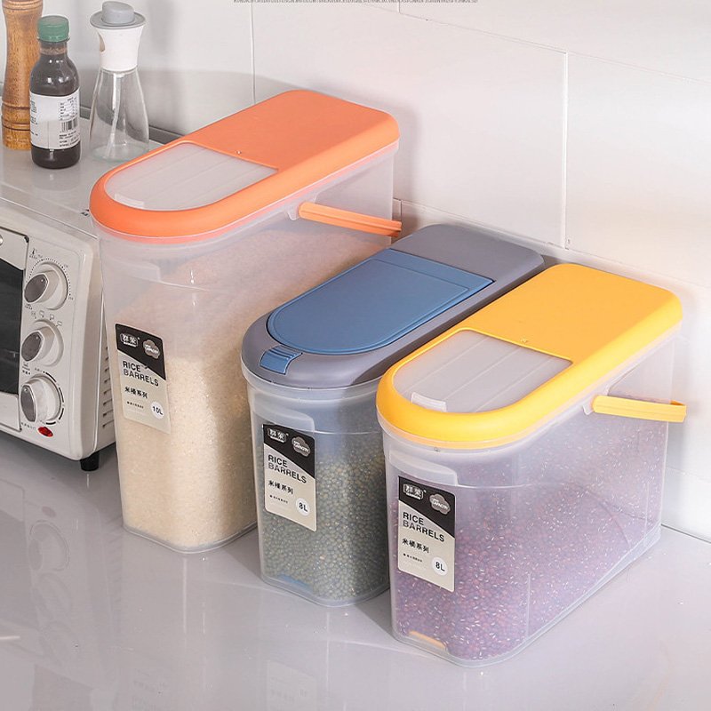 8L Space Saving Cereal Storage Container Multifunction Kitchen Plastic Grain Rice Storage Box