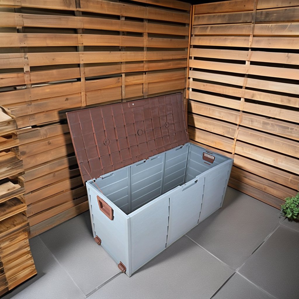 Modern 290L Green Plastic Garden Shed Storage Box Eco-Friendly Polypropylene Crate Folding Assembly Handle 290L Green Storage