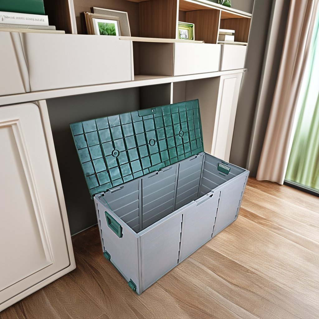 Modern 290L Green Plastic Garden Shed Storage Box Eco-Friendly Polypropylene Crate Folding Assembly Handle 290L Green Storage