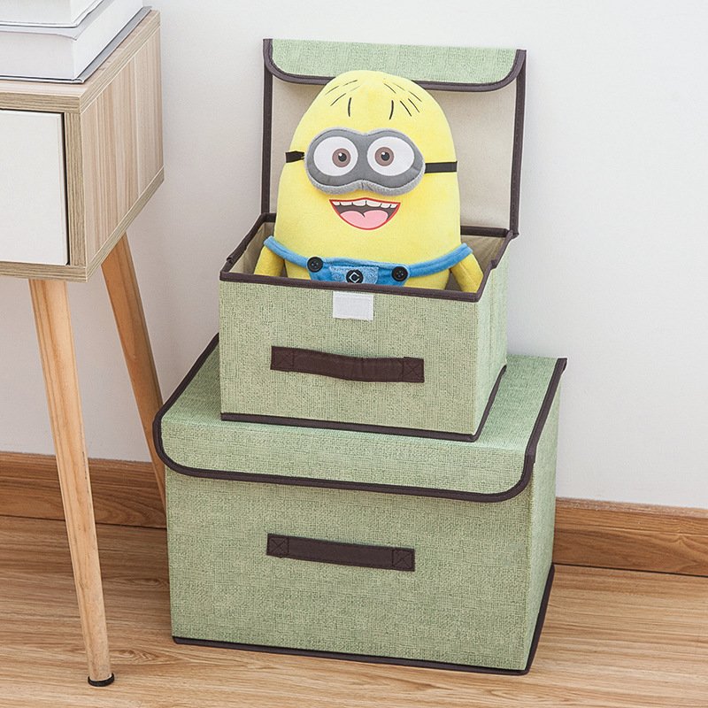 Fabric Multi-size Storage Bins and Baskets with Handles Collapsible Clothes Organizer 2 pieces Foldable Storage Box with Lids