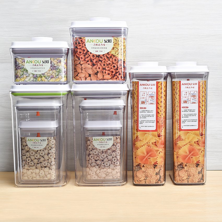 Shenzhen ANKOU Hot Sale POP UP Airtight 8 Pieces Sealed Food Storage Container Set For Kitchen