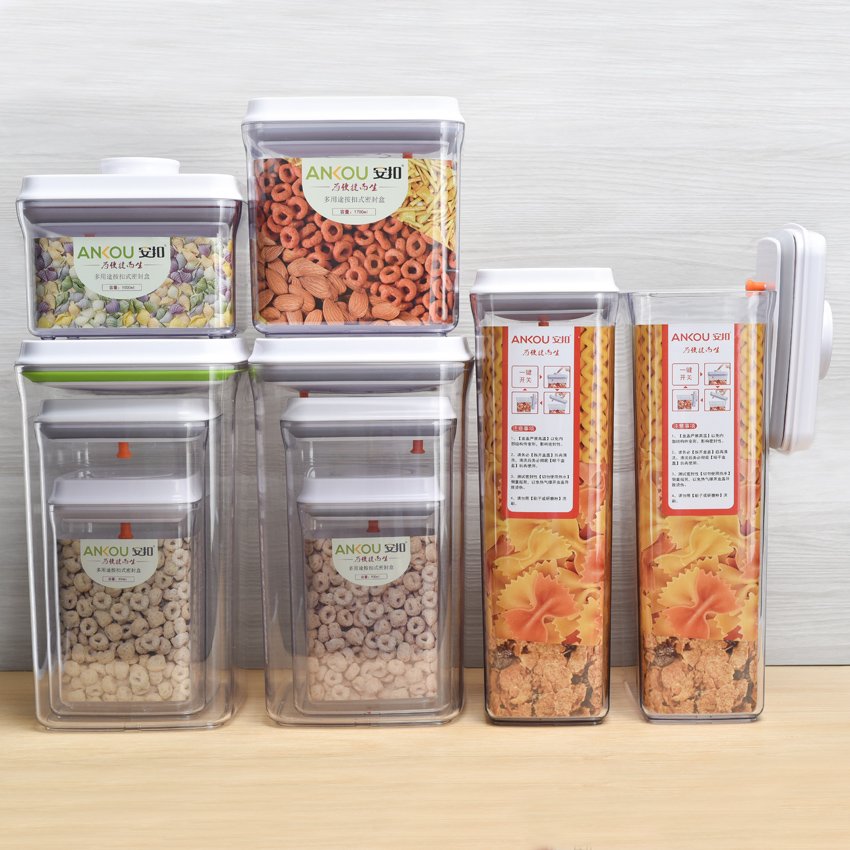 Shenzhen ANKOU Hot Sale POP UP Airtight 8 Pieces Sealed Food Storage Container Set For Kitchen