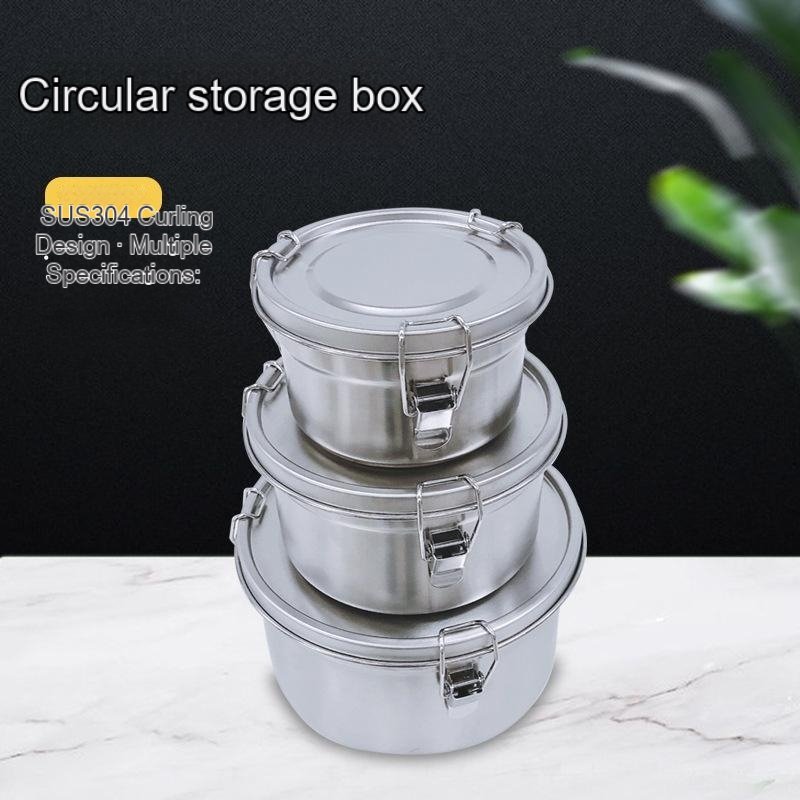 Stainless Steel Food Storage Container Lunch Box Indian Tiffin Box Plate Lock Not Leaking Round Lunch Box