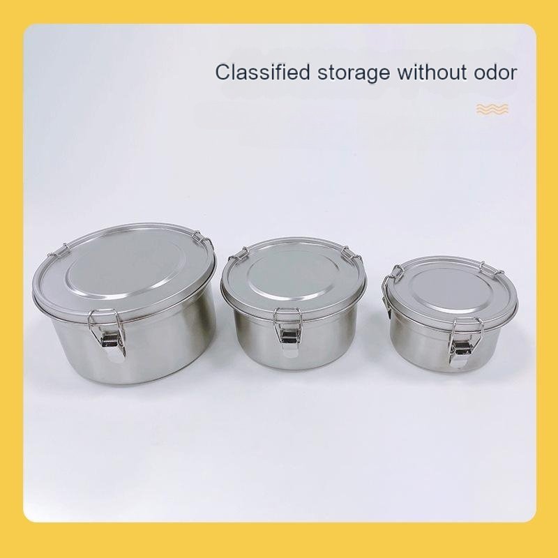 Stainless Steel Food Storage Container Lunch Box Indian Tiffin Box Plate Lock Not Leaking Round Lunch Box
