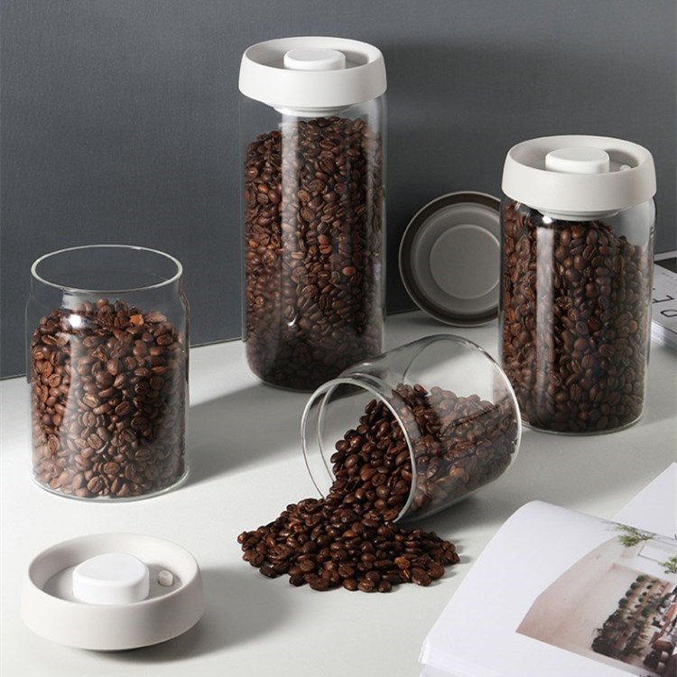 Vacuum Glass Sealed Storage Jar Container Tank for Coffee Beans Dried Fruit Kitchen Storage Jar Container Bottle With Vacuum Lid