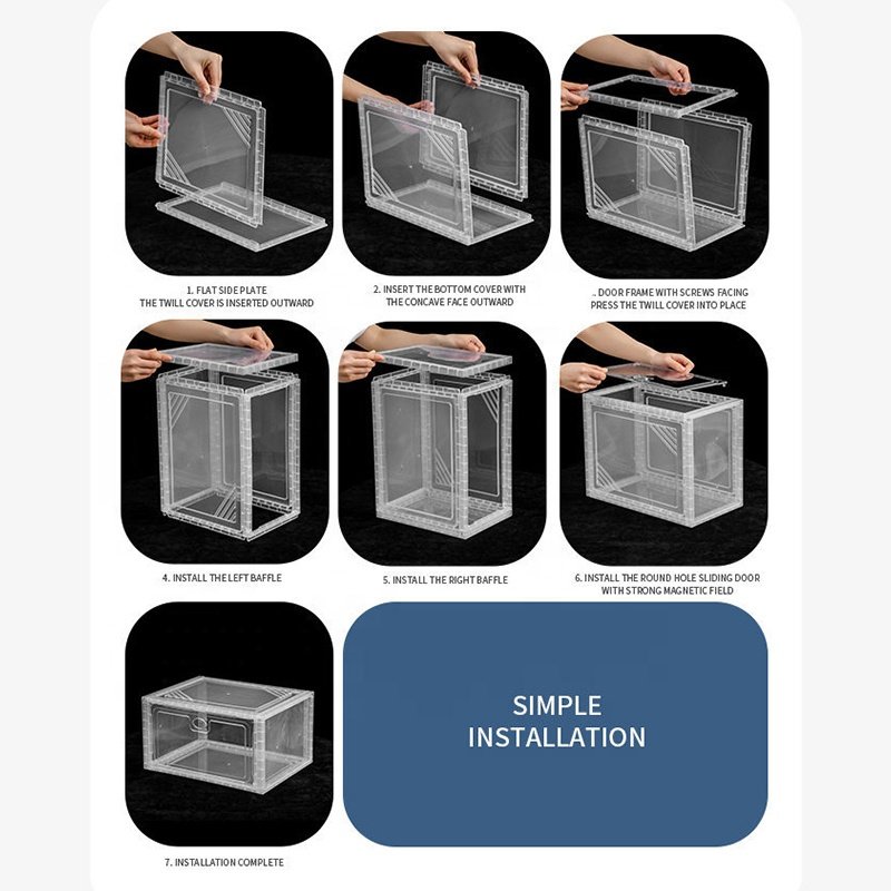 Hot PP Black White Clear Transparent Shoebox Sneaker Boxing Shoe Storage Plastic Shoe Organizer Box Stackable Container