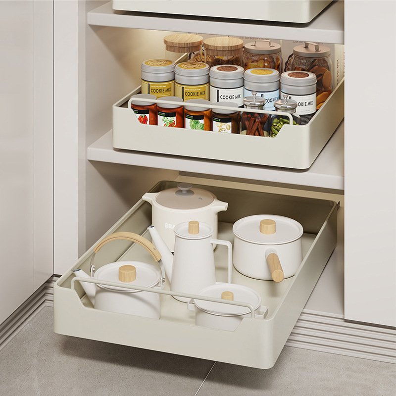 Kitchen Pull-out Storage Shelves Tableware Separate Storage Box Kitchen Cabinet Organizer Drawer
