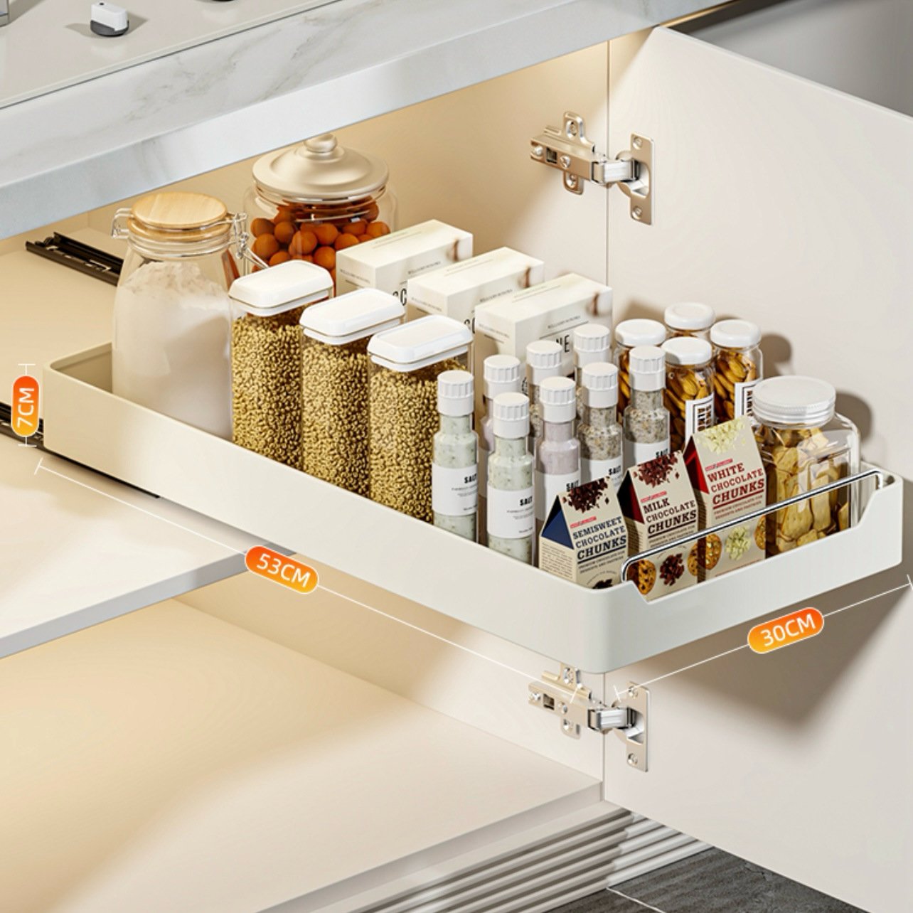 Kitchen Pull-out Storage Shelves Tableware Separate Storage Box Kitchen Cabinet Organizer Drawer