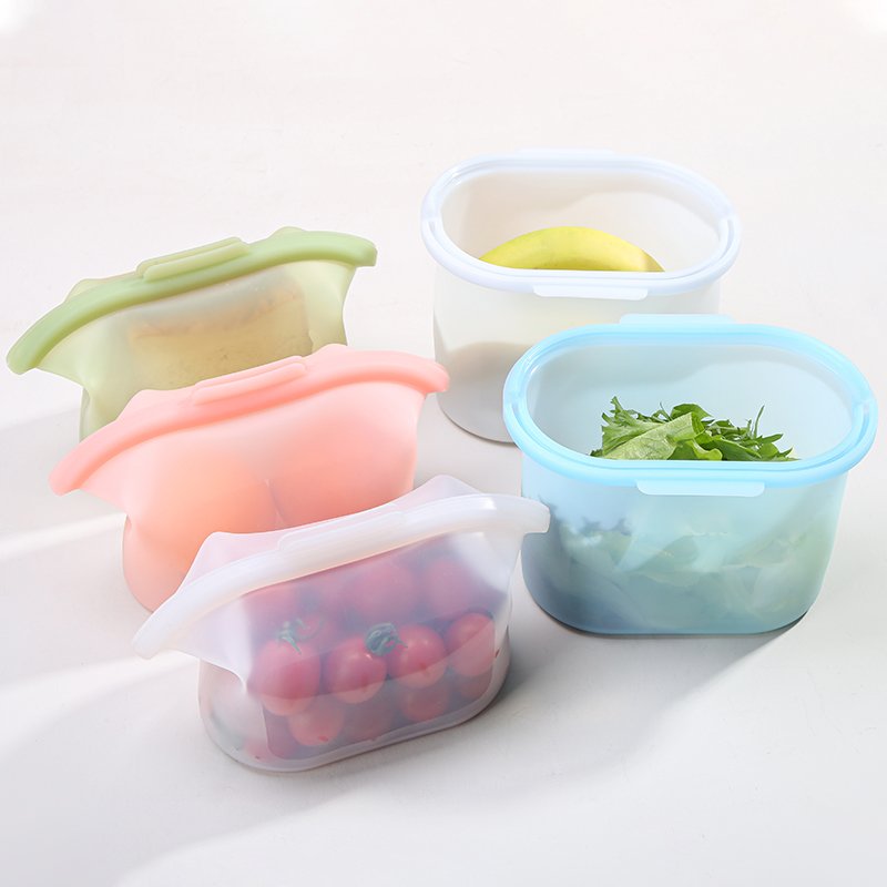 Customized Lunch Bag Stand Up Pouch Packing Silicone Food Storage Freezer Bags For Seasoning