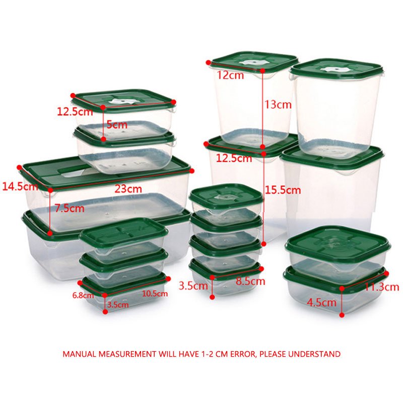 Hot 17pcs PP Pantry Organization Set Food Grade Cereal Airtight Plastic Fridge Food Storage Box Container Crisper For Kitchen