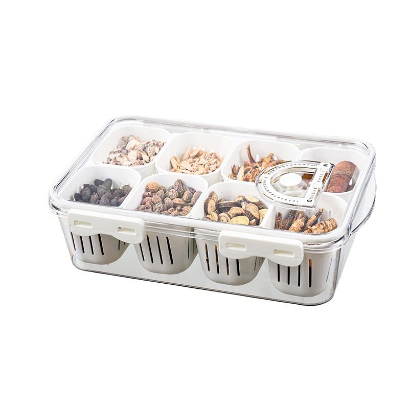 Portable PET Snack Container Box Clear Divided Serving Tray for Kitchen Organizer Food Storage for Spice Fruit Food