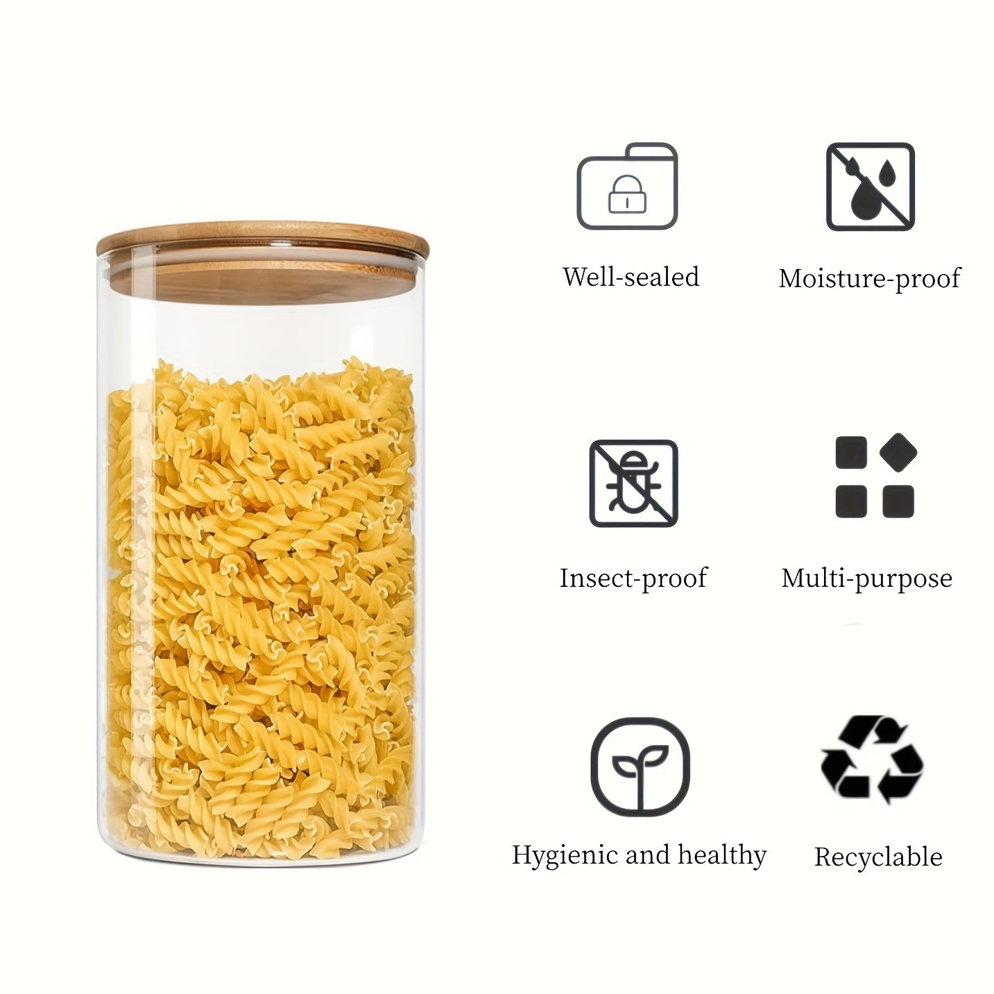YOLOWE HOME Modern Glass Spice Jar with Bamboo Lid Home Kitchen Food Storage Container for Party Use