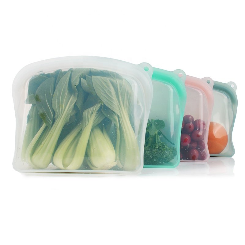 Custom Print Foodgrade Zip Standing Reusable LFGB 150ml Fridge Fresh Pouch Silicone Food Storage Bag With Zipper