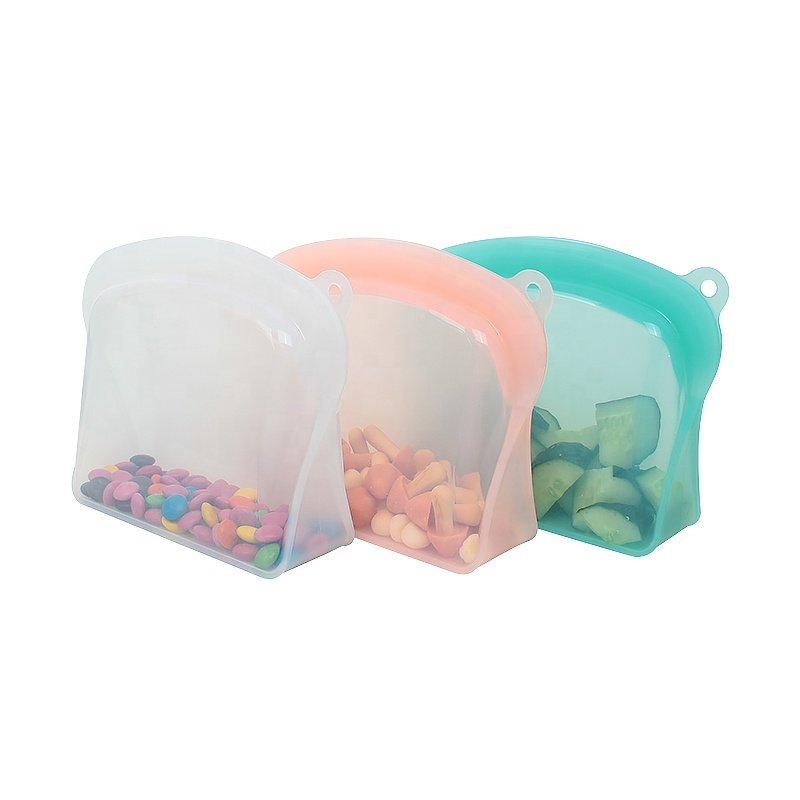 Custom Print Foodgrade Zip Standing Reusable LFGB 150ml Fridge Fresh Pouch Silicone Food Storage Bag With Zipper