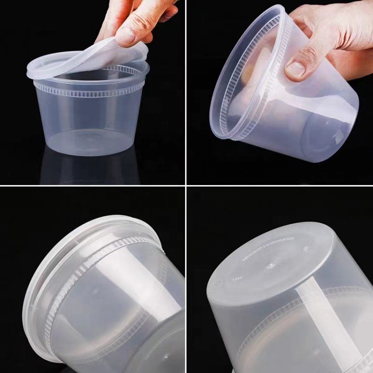 Disposable Plastic Airtight Food Storage Container 8 oz 12 oz 16 oz 24 oz 32 oz Deli Container With Lid