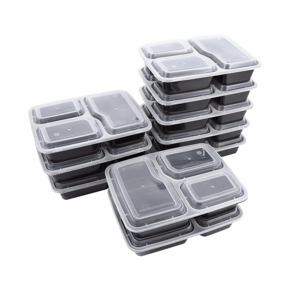 Hot Sell Wholesale Black Plastic Food Storage Takeaway Food Container With Lid