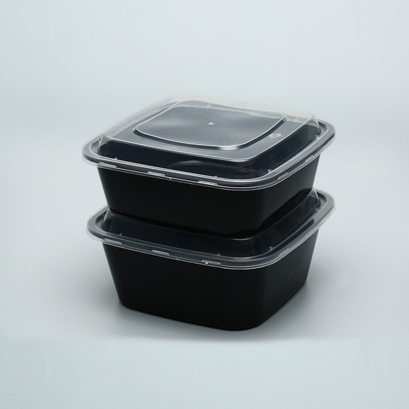 Hot Sell Wholesale Black Plastic Food Storage Takeaway Food Container With Lid