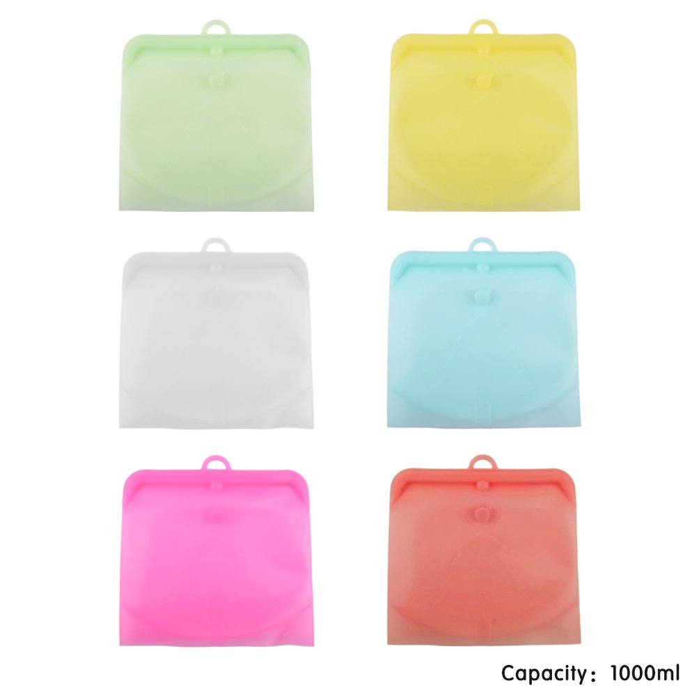 High Quality Food Grade 1000ml Reusable Freshness Protection Silicone Reusable Freezer Food Storage Bag