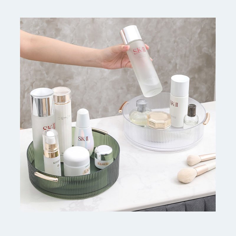 Transparent Round Turntable Storage Tray 360 Degree Rotating Makeup Organizer Jewelry Storage Box