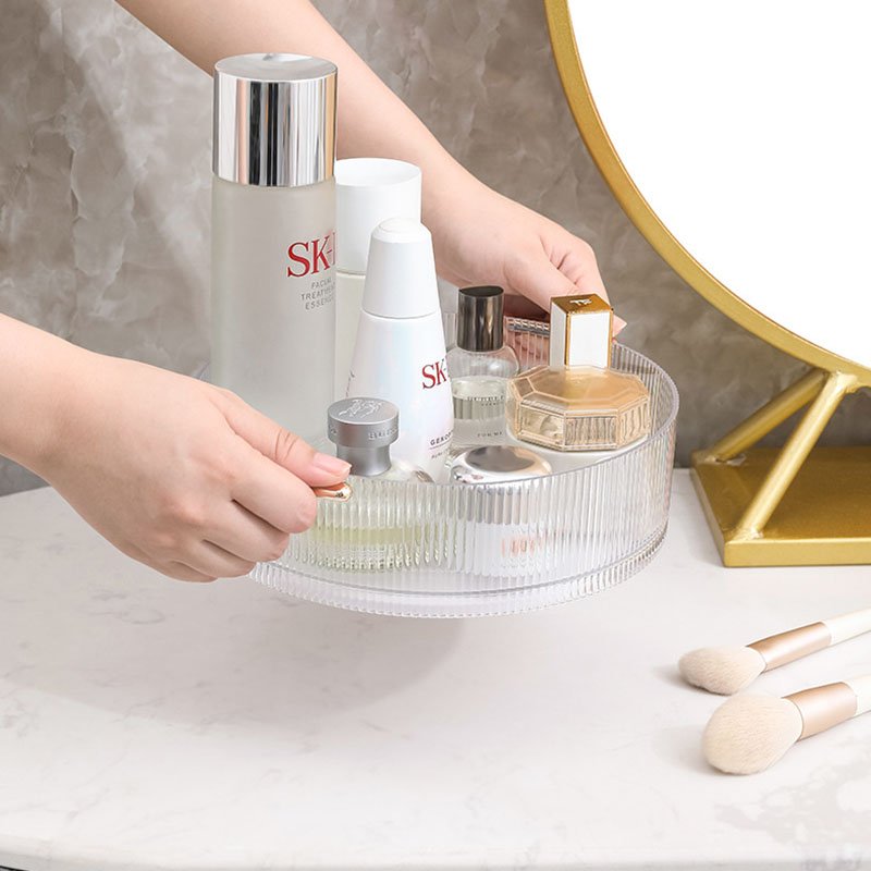 Transparent Round Turntable Storage Tray 360 Degree Rotating Makeup Organizer Jewelry Storage Box