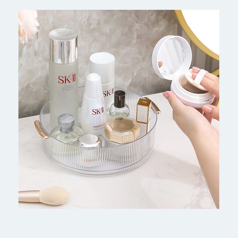 Transparent Round Turntable Storage Tray 360 Degree Rotating Makeup Organizer Jewelry Storage Box