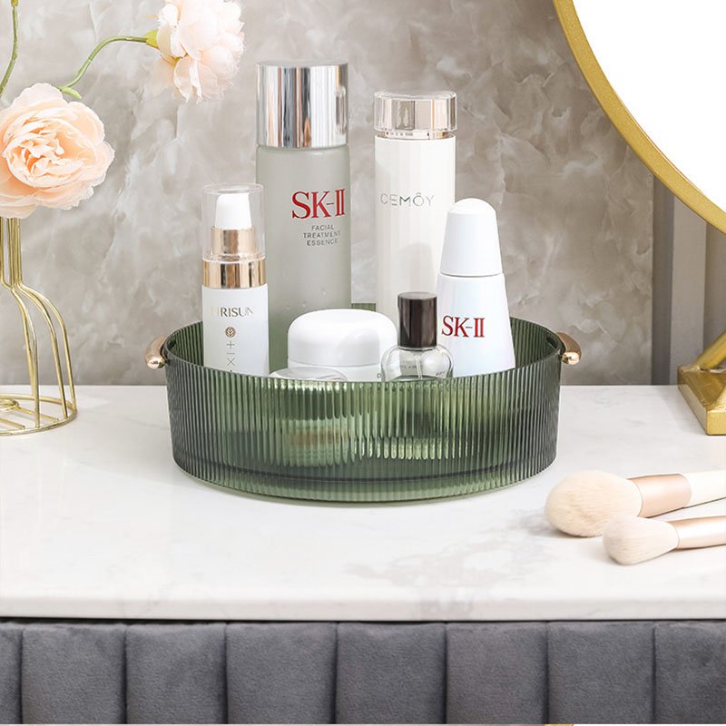 Transparent Round Turntable Storage Tray 360 Degree Rotating Makeup Organizer Jewelry Storage Box