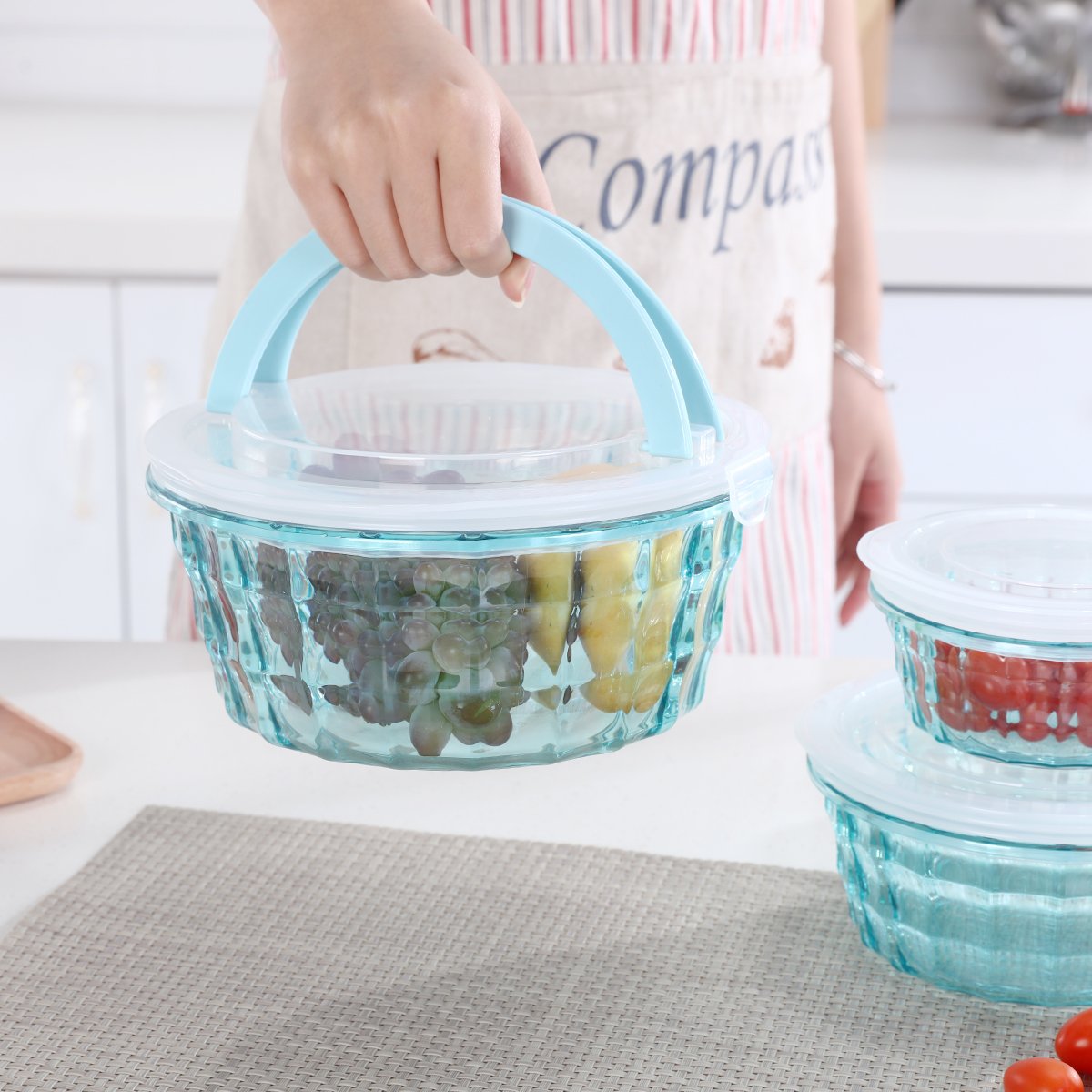 3 Pieces Set Plastic BPA Free Takeaway Food Storage Airtight Meal Prep Containers Picnic