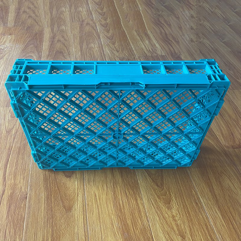 Farm supermarket folding vegetable plastic moving crate mesh stackable plastic storage basket