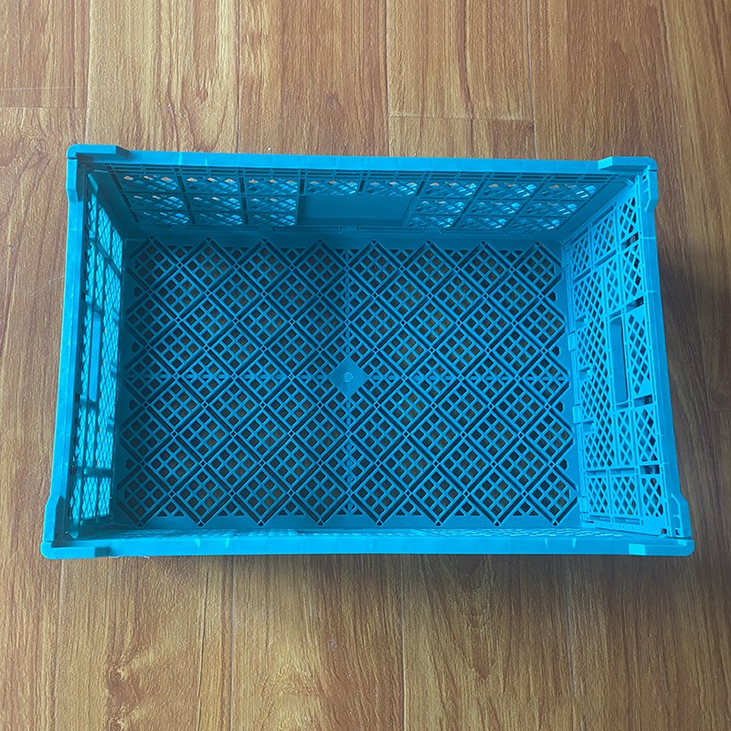 Farm supermarket folding vegetable plastic moving crate mesh stackable plastic storage basket