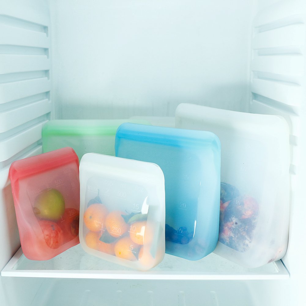 Reusable Peva Bpa Free Food Bag Freezer Stand Up Food Storage Bag Silicone Waterproof Top Kitchen Organizer Fresh Shut Bags