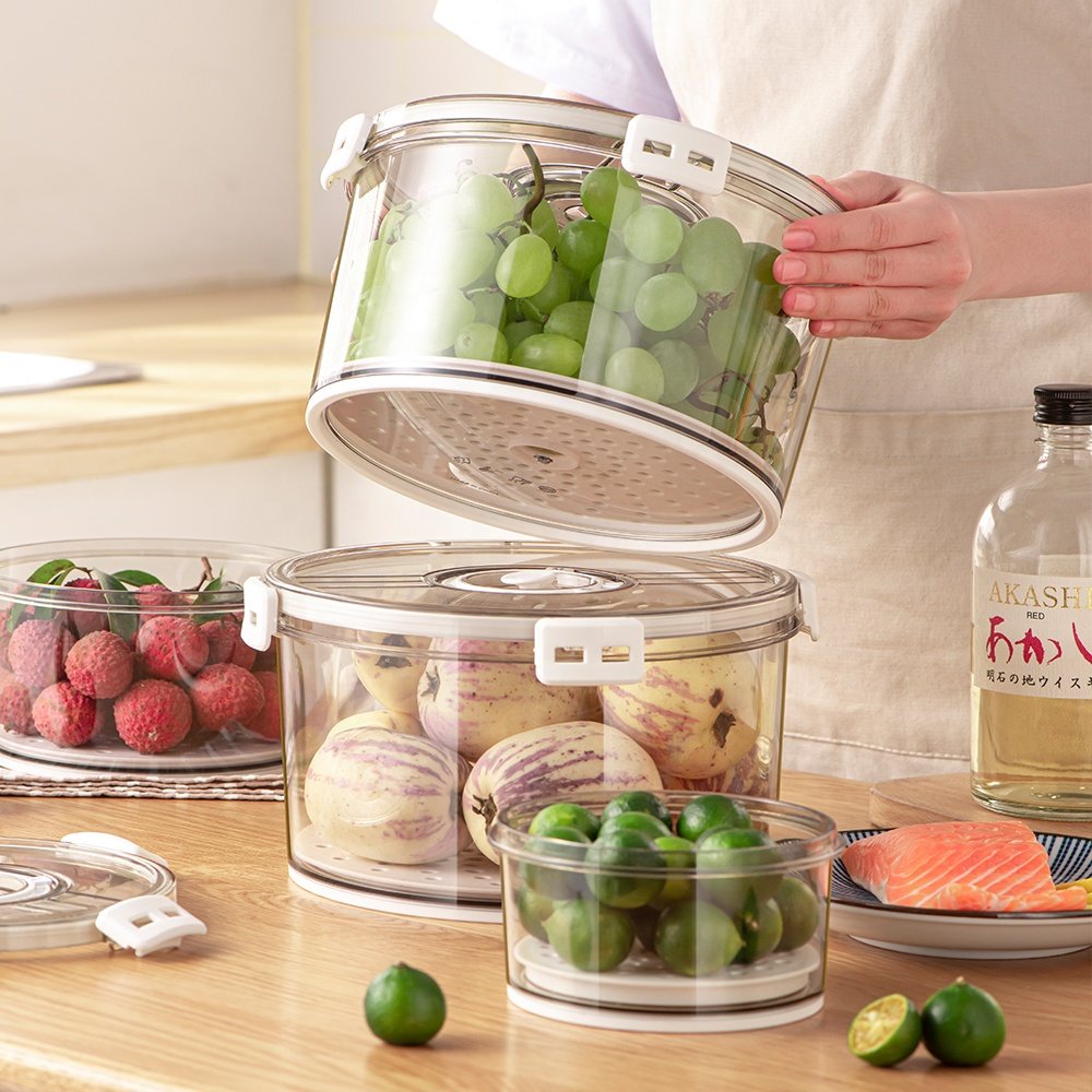Plastic Crisper Transparent Food Storage Organization Kitchen Fridge Bins Set Container Organizer Refrigerator Storage Boxes