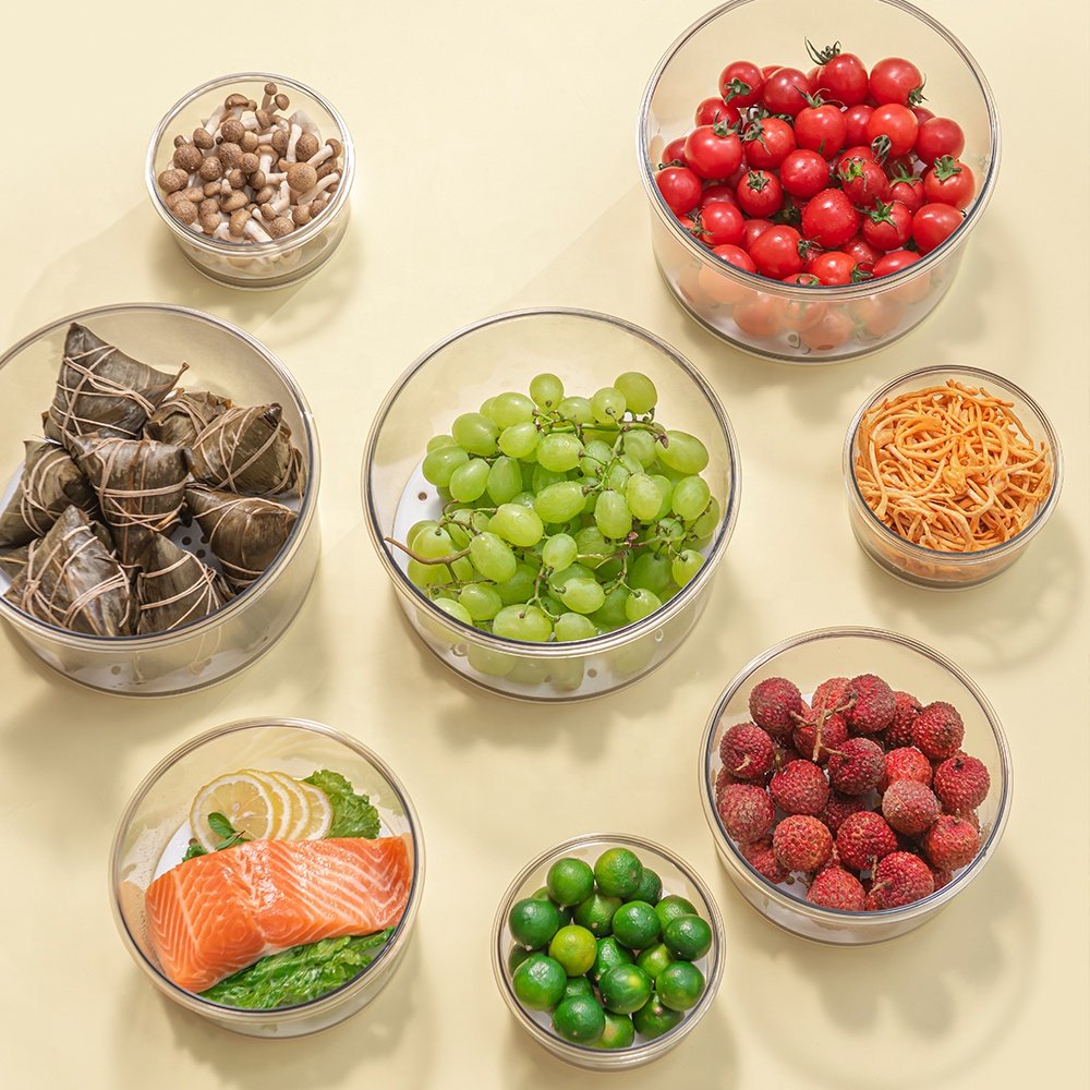 Plastic Crisper Transparent Food Storage Organization Kitchen Fridge Bins Set Container Organizer Refrigerator Storage Boxes