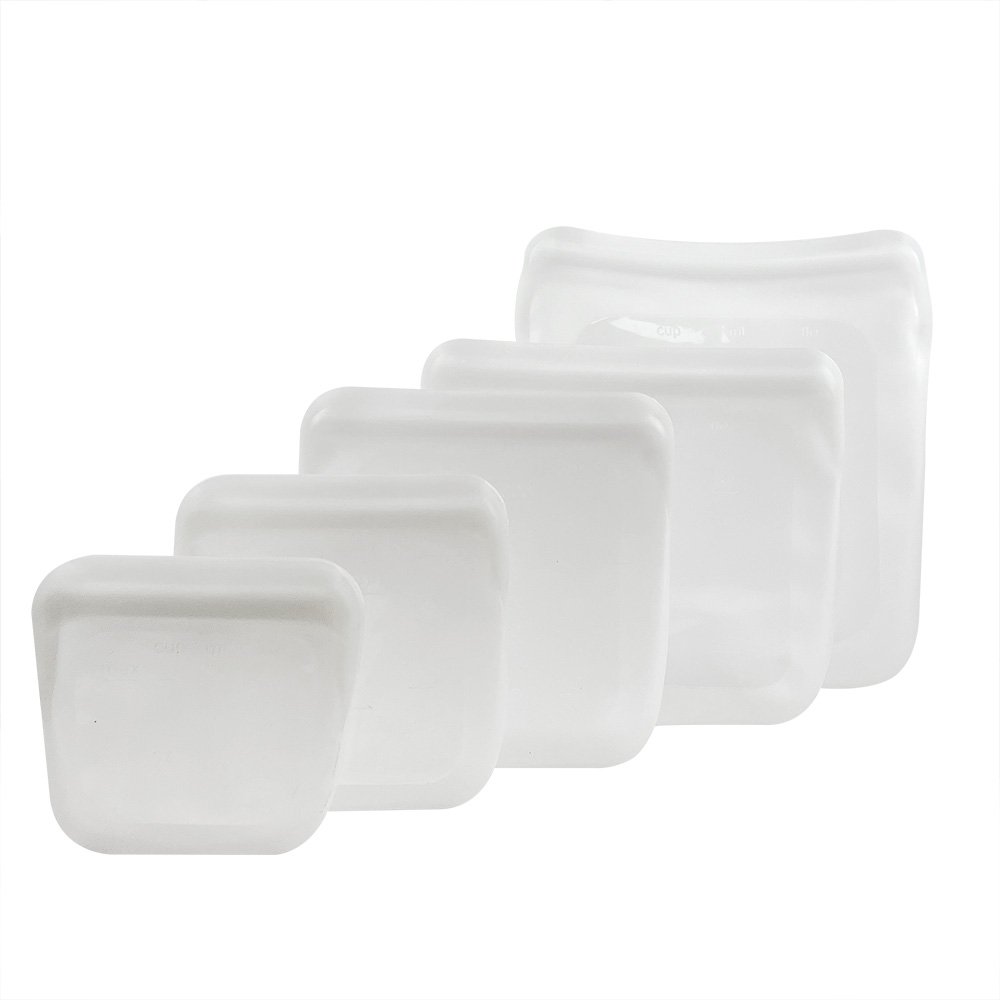 Wholesale Bpa Free 200ml 500ml 1000ml 2000ml 4000ml Reusable Waterproof Fruit Food Storage Silicone Bags