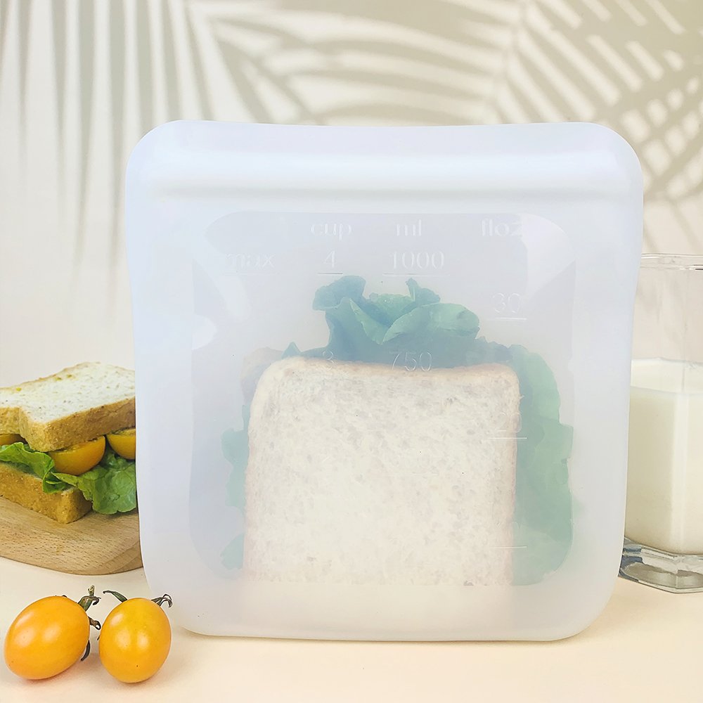 Wholesale Bpa Free 200ml 500ml 1000ml 2000ml 4000ml Reusable Waterproof Fruit Food Storage Silicone Bags