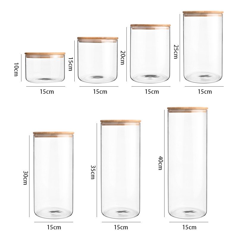 Large Mini 6oz-15oz Reusable Empty Glass Candle Jars with Wooden Lids Amber Black Frost Matte Clear Glossy for Food Storage