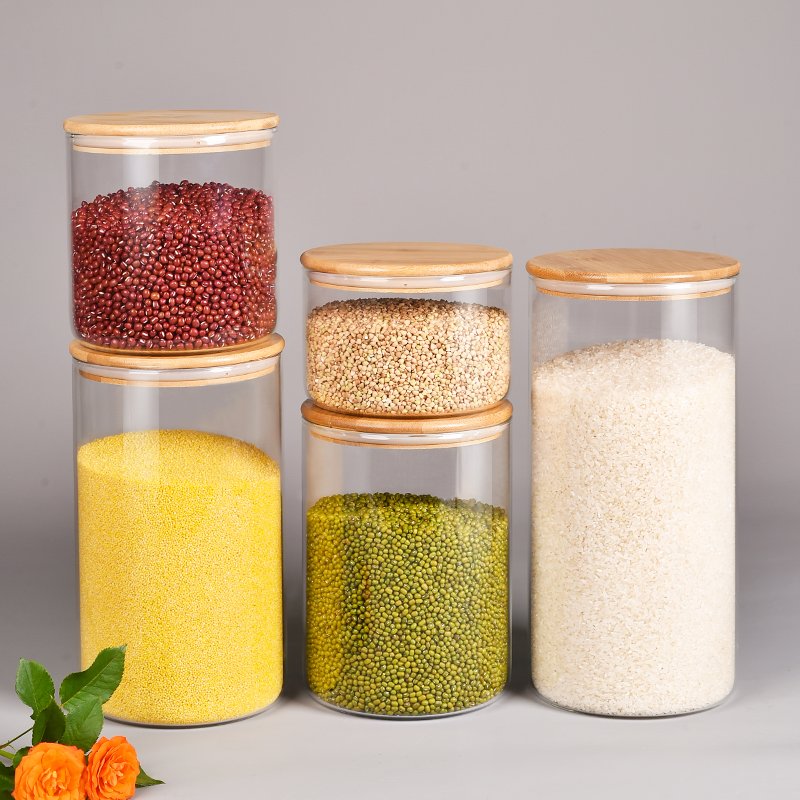 Large Mini 6oz-15oz Reusable Empty Glass Candle Jars with Wooden Lids Amber Black Frost Matte Clear Glossy for Food Storage