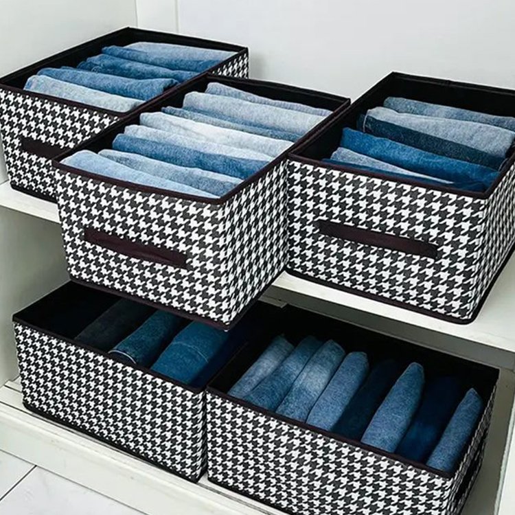 Fabric Closet Clothing Storage Bins Pants Organizer Box Storage Baskets Clothes Organizer Containers with Handles