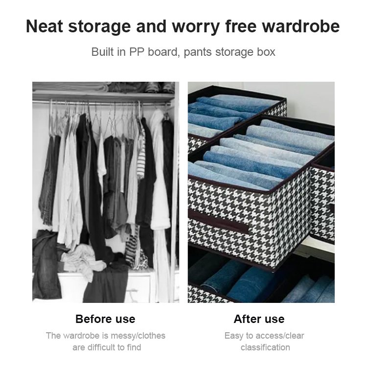 Fabric Closet Clothing Storage Bins Pants Organizer Box Storage Baskets Clothes Organizer Containers with Handles
