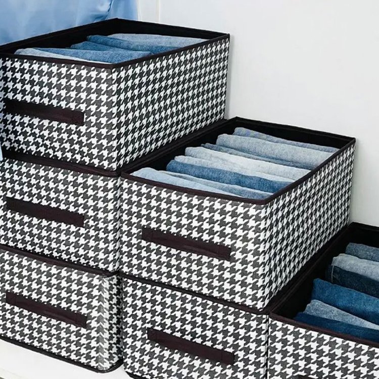 Fabric Closet Clothing Storage Bins Pants Organizer Box Storage Baskets Clothes Organizer Containers with Handles