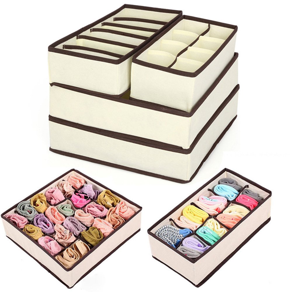 Foldable Cloth Storage Box Closet Dresser Drawer box Fabric Bins Containers Divider Underwear organizer