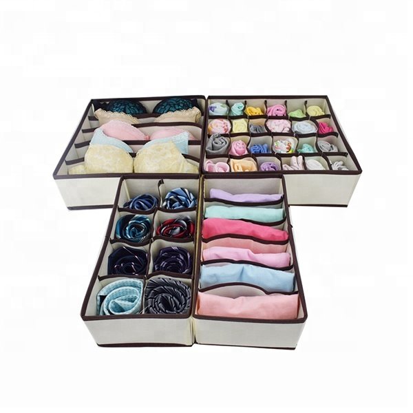 Foldable Cloth Storage Box Closet Dresser Drawer box Fabric Bins Containers Divider Underwear organizer