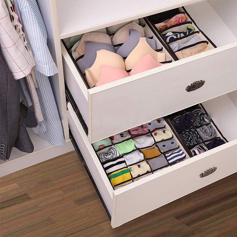 Foldable Cloth Storage Box Closet Dresser Drawer box Fabric Bins Containers Divider Underwear organizer