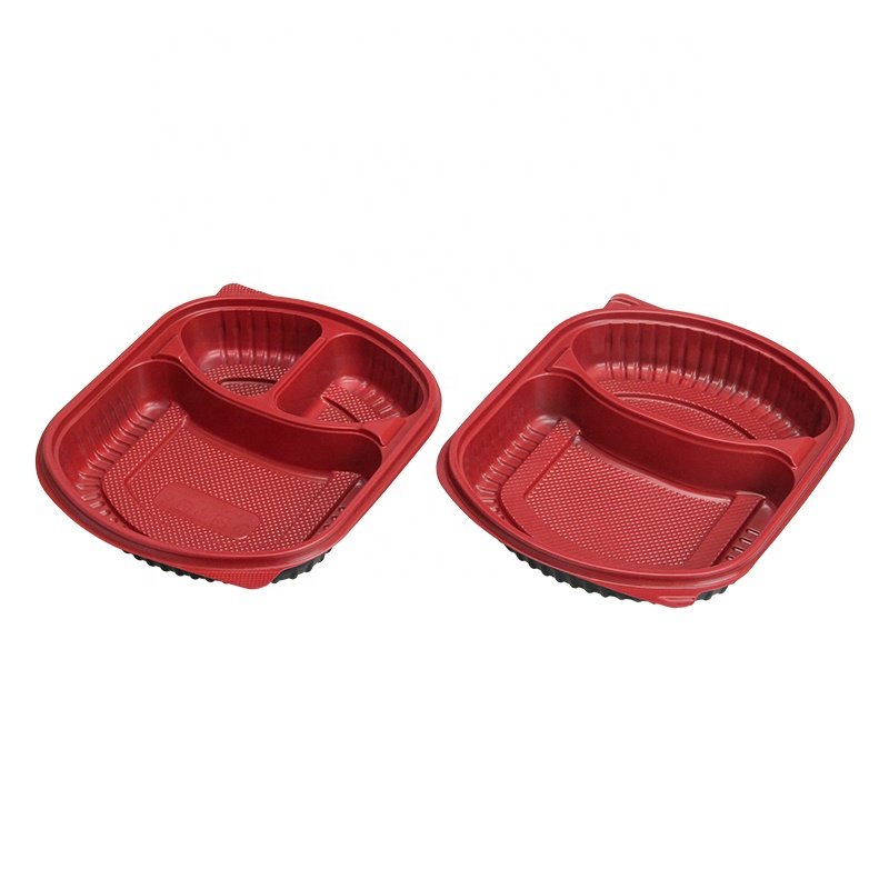 Black Red rectangular microwave plastic container Microwaveable pp disposable containers