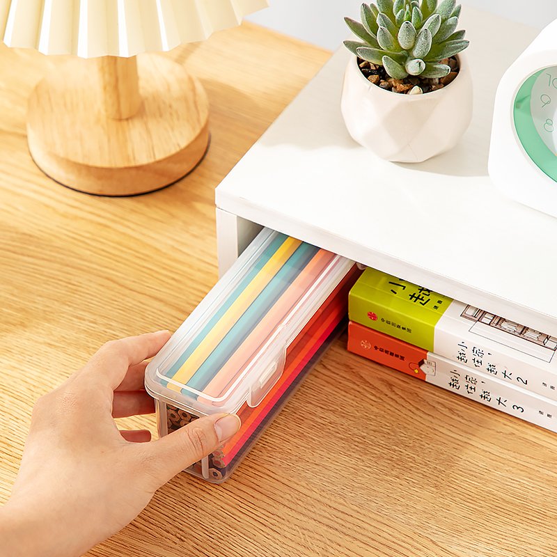 Plastic Transparent Multifunctional Stationery Storage Container Large-Capacity Office Storage Box