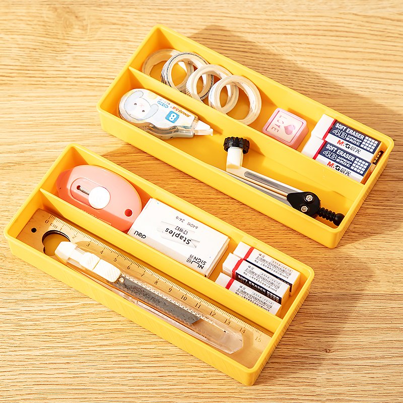 Plastic Transparent Multifunctional Stationery Storage Container Large-Capacity Office Storage Box