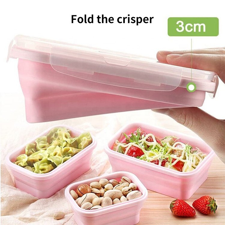 BPA Free Silicone Storage Boxes & Bins Collapsible Food Storage Meal Prep Container Microwave Safe Lunch Box