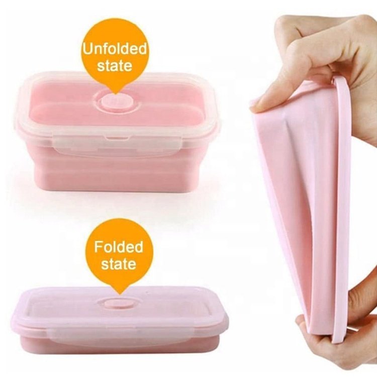 BPA Free Silicone Storage Boxes & Bins Collapsible Food Storage Meal Prep Container Microwave Safe Lunch Box