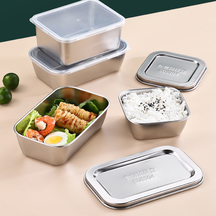 Factory Bento Lunch Box Sus 304 Stainless Steel Food Tray With Lid Metal Kimchi Storage Container
