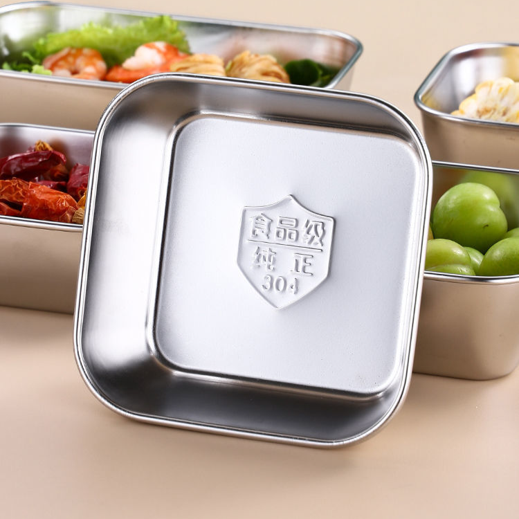 Factory Bento Lunch Box Sus 304 Stainless Steel Food Tray With Lid Metal Kimchi Storage Container