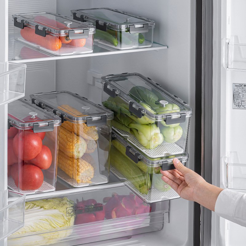 Kitchen Airtight Clear Plastic Food Storage Bins Large Stackeable Fridge Desk Organizer Dry Food Storage Containers
